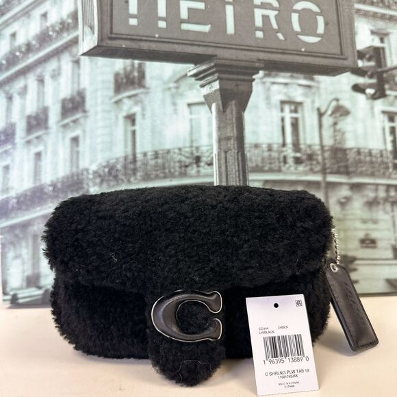 Coach CC444 Pillow Tabby Shoulder Bag 18 In Shearling IN BLACK - Picture 8 of 9